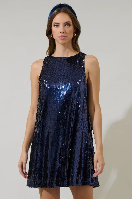 Liviana Sequin Sleeveless Mini Dress Comfortable Ruffle Mini Dress