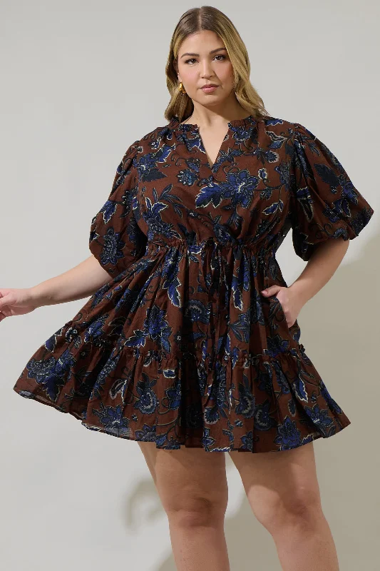Marlina Floral Noella Shift Mini Dress Curve Trendy Denim Mini Dress