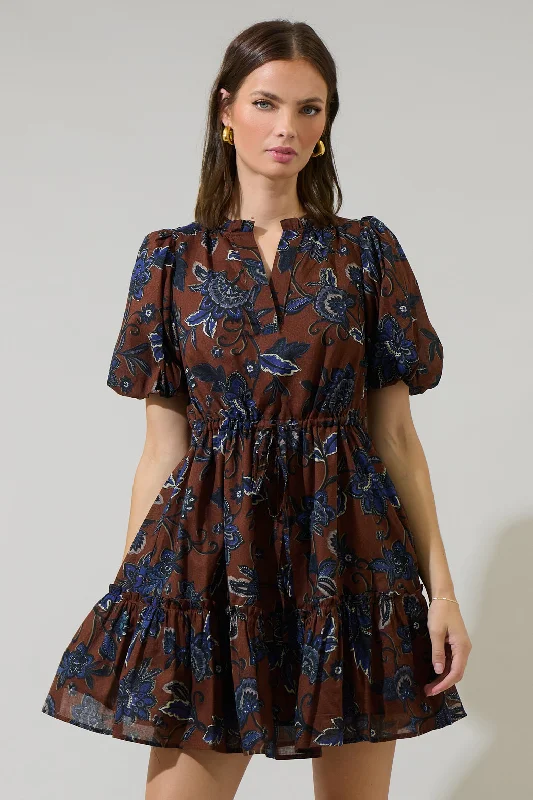 Marlina Floral Noella Shift Mini Dress Comfortable Smocked Mini Dress