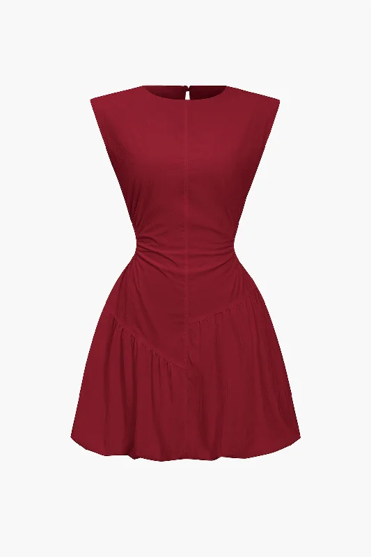 Ruched Sleeveless Mini Dress Cozy A-Line Mini Dress