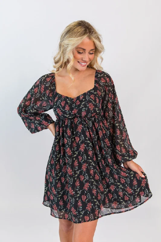 Missing Out Printed Sweetheart Mini Dress Cozy Ribbed Mini Dress