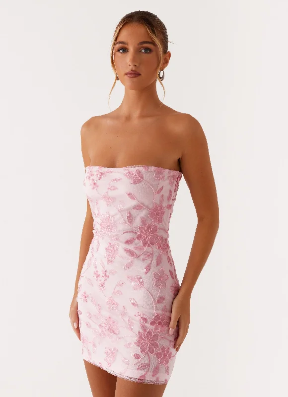 Moorey Beaded Mini Dress - Pink Fashionable Summer Mini Dress
