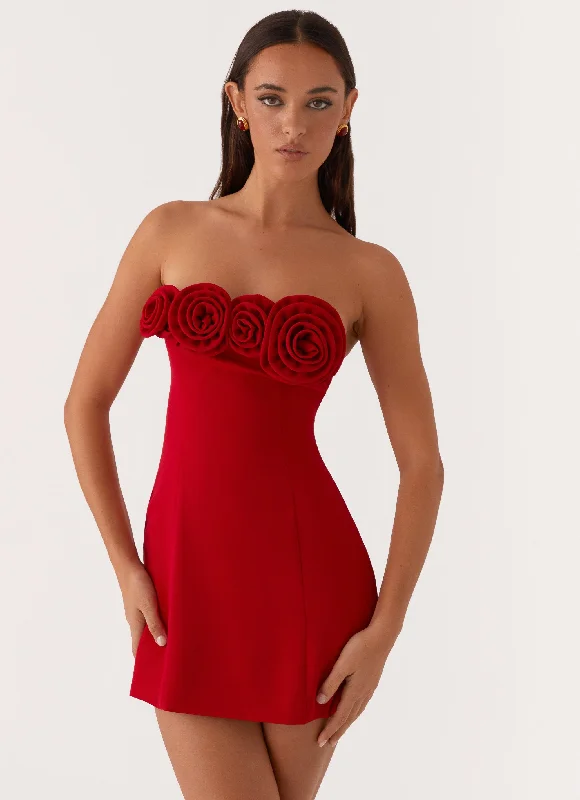 Patsie Strapless Mini Dress - Red Fashionable Mini Dress with Slits