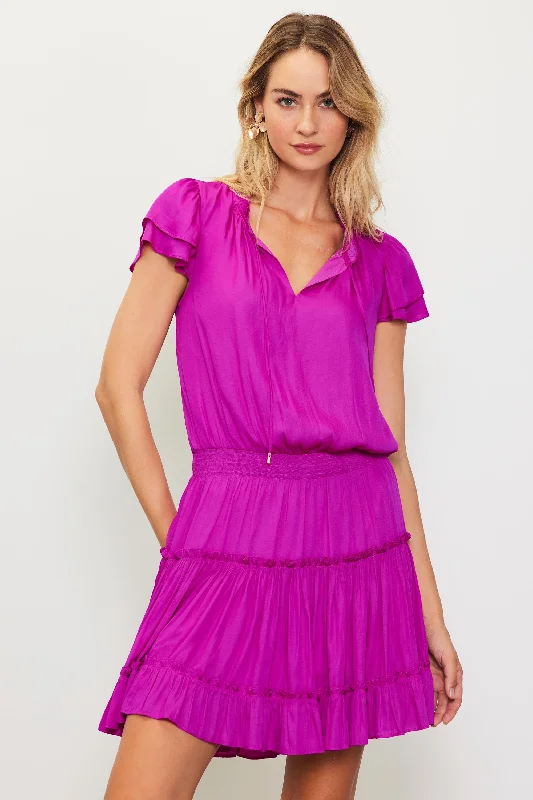 Satin Ruffled Sleeve Mini Dress Cozy Knit Mini Dress