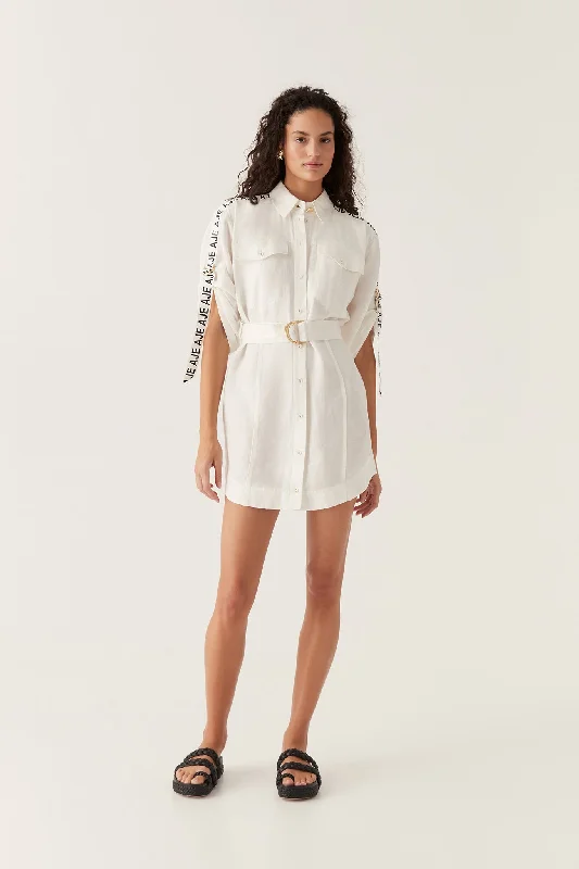 Signal Logo Shirt Mini Dress Cozy A-Line Mini Dress