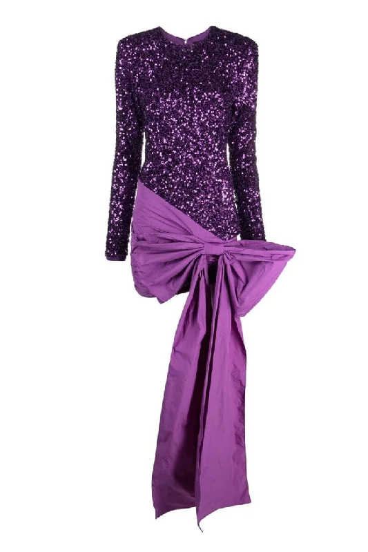 Sparkly Sequin Ruched Bow Trim Long Sleeve Bodycon Party Mini Dress Fashionable Pleated Mini Dress Sparkly Sequin Ruched Bow Trim Long Sleeve Bodycon Party Mini Dress Fashionable Pleated Mini Dress