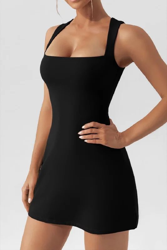 Square Neck Sleeveless Mini Dress Chic Halter Mini Dress