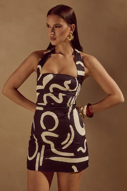 Yoko Mini Dress - York Black Stylish Sweetheart Neck Mini Dress