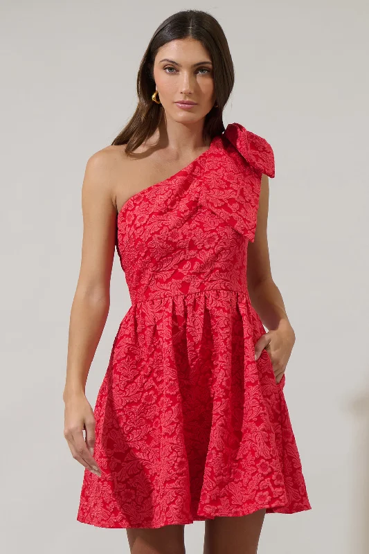 Zarah Jacquard Ivine Bow Mini Dress Elegant Velvet Mini Dress