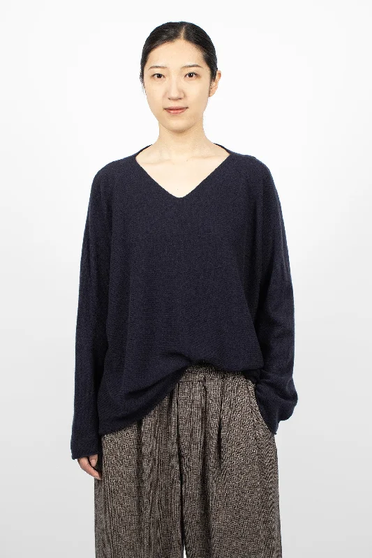 40_236 Hand Knit Cashmere Jumper Ink Neon Metallic Matte
