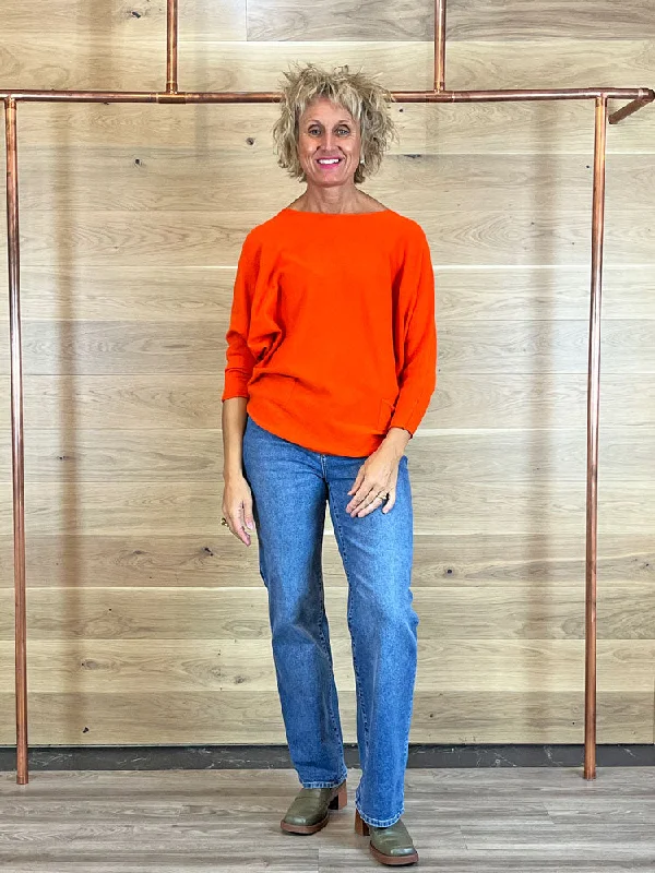 ACL Two Pocket Jumper Orange Solid Print Embellished