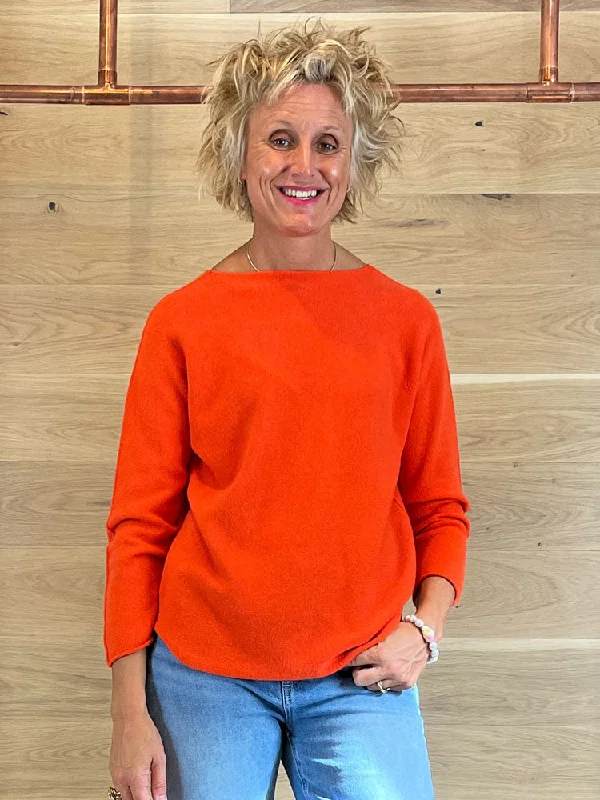 ACL Round Neck Jumper Orange Plaid Sweater Polka Dot Checkered