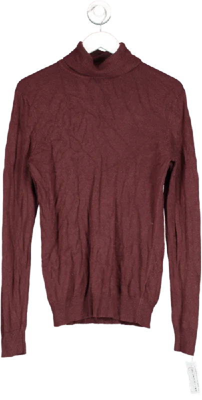 atlantic bay Red Turtle Neck Jumper UK S Graphic Sweater Embroidered Appliqued