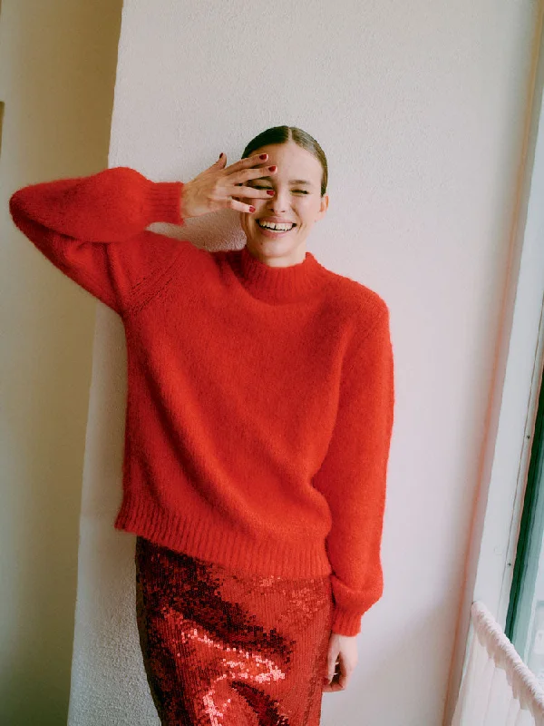 B Young ByMiller Short Jumper Red Chenille Brocade Lace