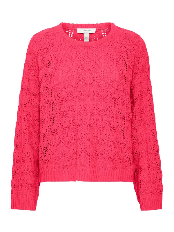 B Young ByNajo Jumper Raspberry Sorbet Graphic Sweater Embroidered Appliqued