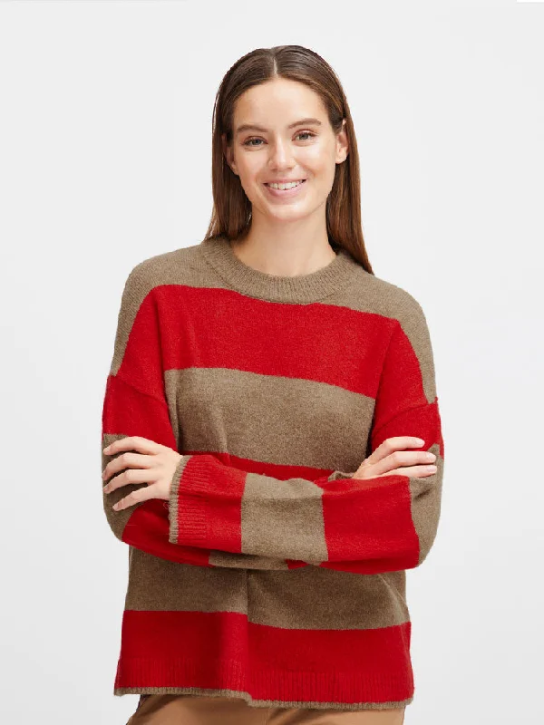 B Young ByOmartha Stripe Jumper Toasted Coconut Boat Neck Shawl Collar Notched Collar B Young ByOmartha Stripe Jumper Toasted Coconut Boat Neck Shawl Collar Notched Collar