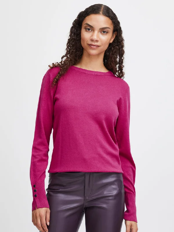 B Young ByPimba Jumper Festival Fuchsia High Neck Crew Neck V-Neck