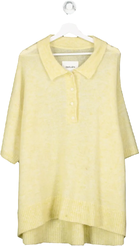 Black Palms Yellow Merino And Mohair Blend Jumper UK L Collared Crew Neck Turtle Neck