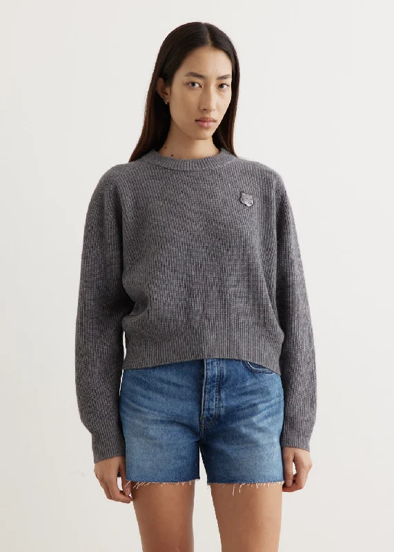 Bold Fox Head Patch Comfort Ribbed Jumper Rayon Fabric Velvet Fabric Corduroy Fabric