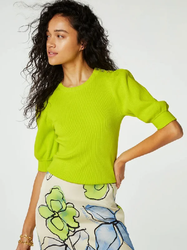 Fabienne Chapot Lillian Short Sleeve Jumper Lovely Lime Toggled Drawstring Belted