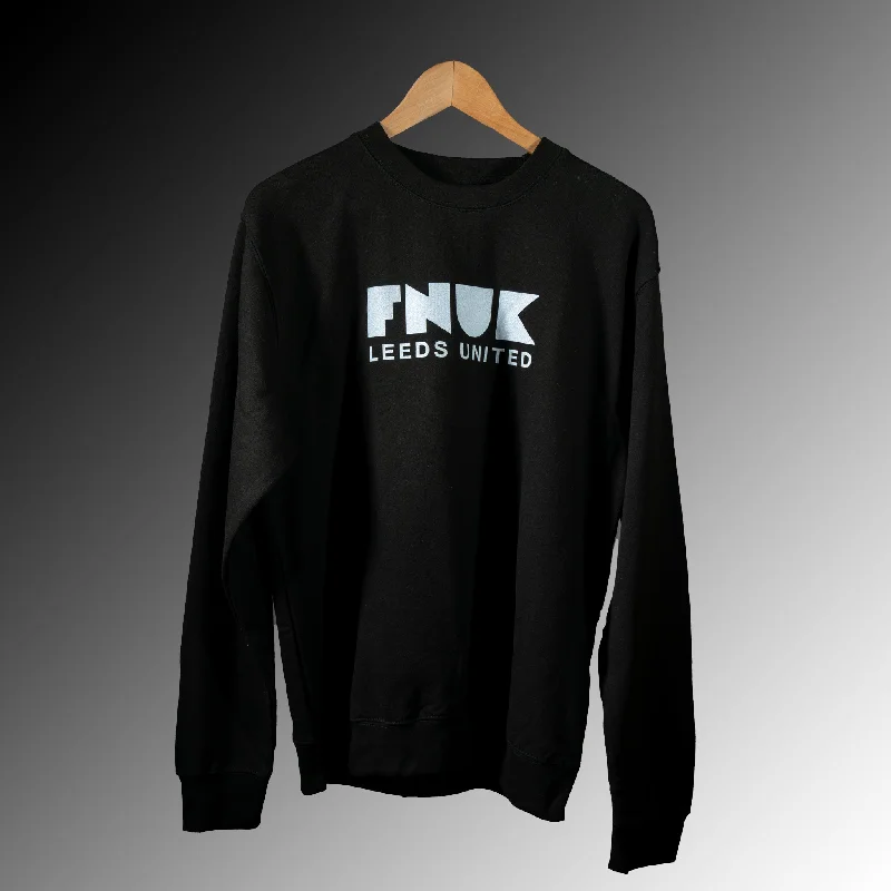 FNUK Logo with Leeds United Jumper for Women in Black & White Wool Fabric Cashmere Fabric Tweed Fabric