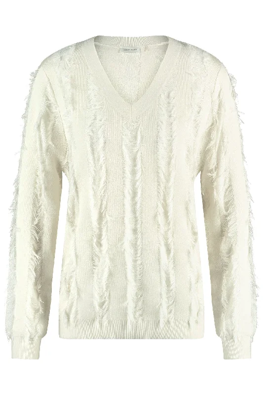 Gerry Weber 471044-35728 Jumper V-Neck Whisper White Glossy Satin Silk