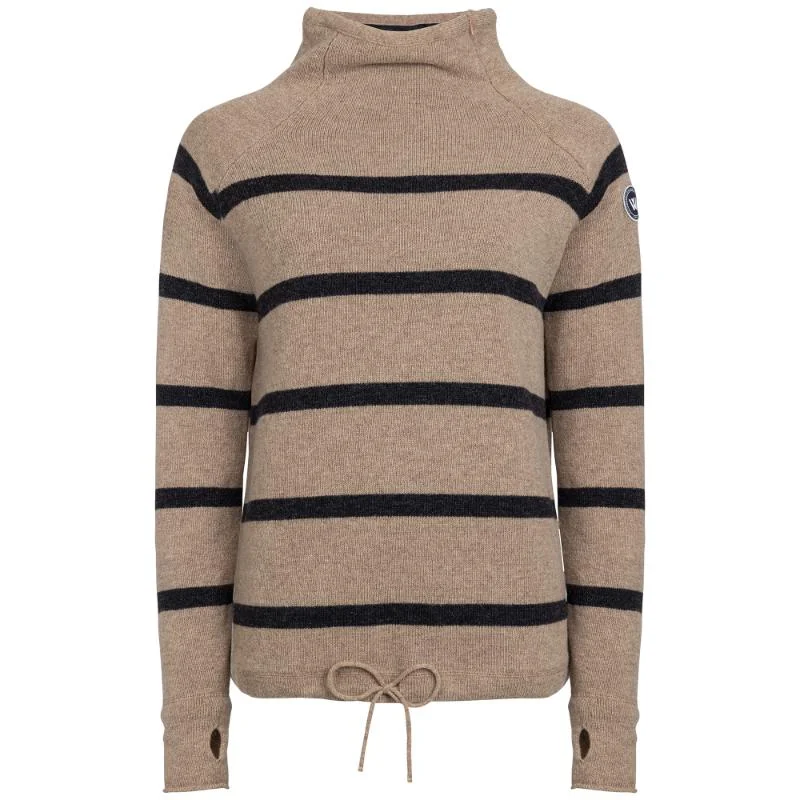 Holebrook Martina Windproof Ladies Jumper - Khaki/Anthracite Melange Cable Knit Ribbed Knit Lace Knit
