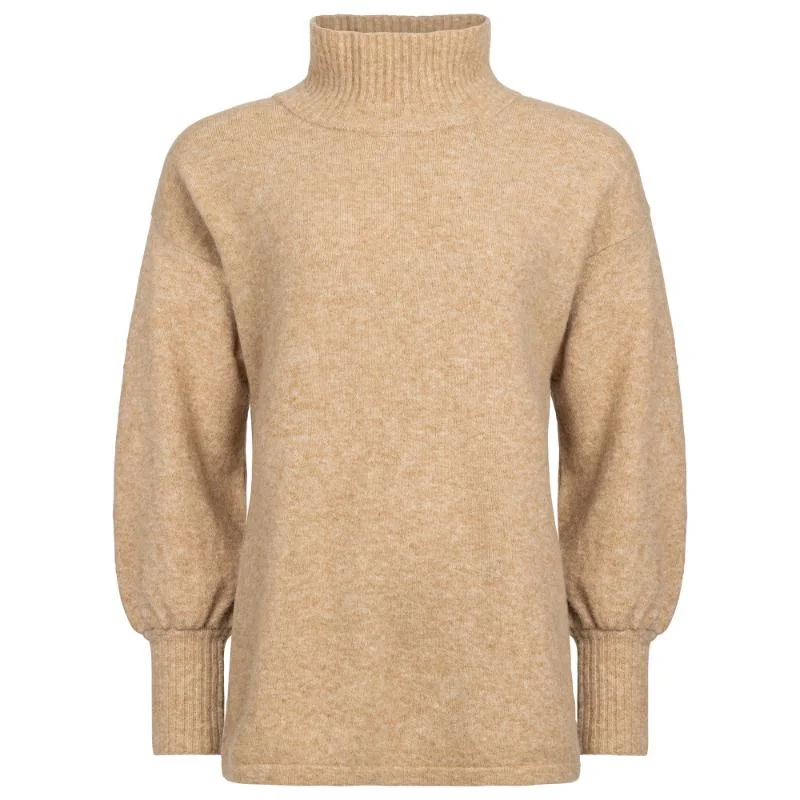 Holebrook Matilda Alpaca/Merino Ladies Turtleneck Jumper - Caramel Cashmere Blend Cotton Blend Poly Blend