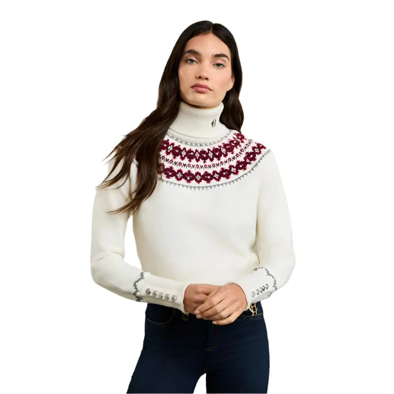 Holland Cooper Jennifer Roll Neck Ladies Knit Jumper - Natural Seamless Knitted Crochet