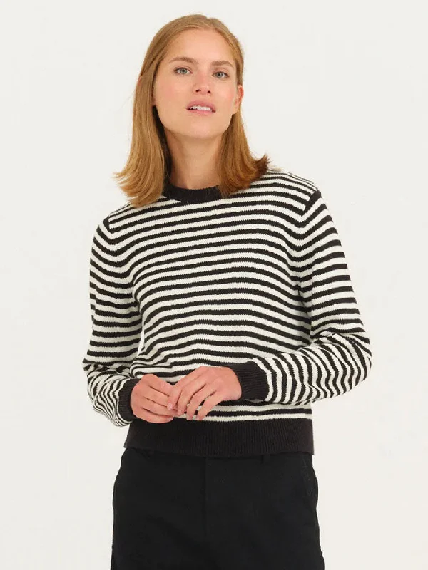 Ivy Copenhagen Skylar Jumper Black & White Striped Graphic Sweater Embroidered Appliqued Ivy Copenhagen Skylar Jumper Black & White Striped Graphic Sweater Embroidered Appliqued