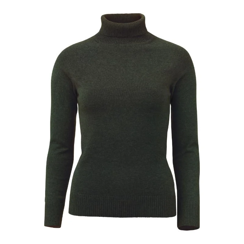 Laksen Westminster Ladies Lambswool Roll Neck Jumper - Loden Green Lace Blend Ribbed Blend Corduroy Blend