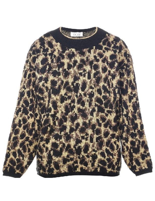 Leopard Pattern Jumper - L Chenille Brocade Lace