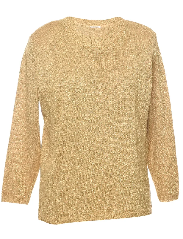 Lurex Thread Pattern Jumper - L Hooded Caped Shawl Collar