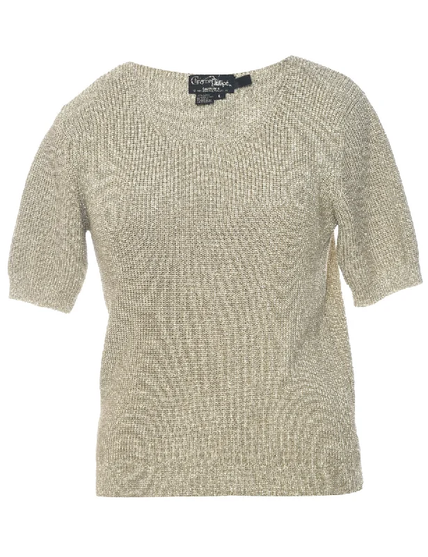 Lurex Thread Pattern Jumper - L Soft Cozy Warm
