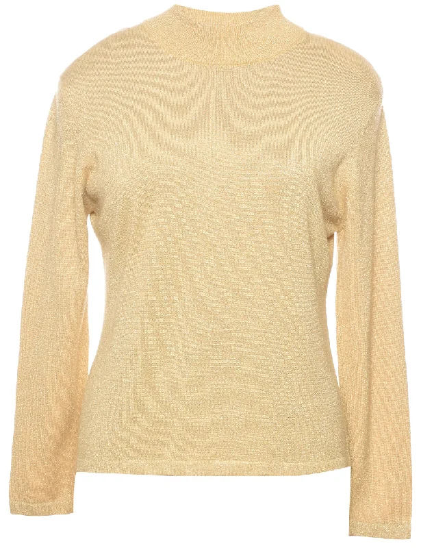 Lurex Thread Pattern Jumper - L Solid Color Striped Floral Print