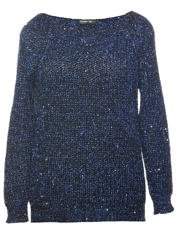 Lurex Thread Pattern Jumper - L Sequined Glittery Shiny