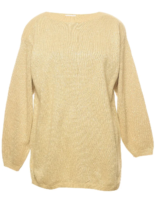 Lurex Thread Pattern Jumper - L Neon Metallic Matte