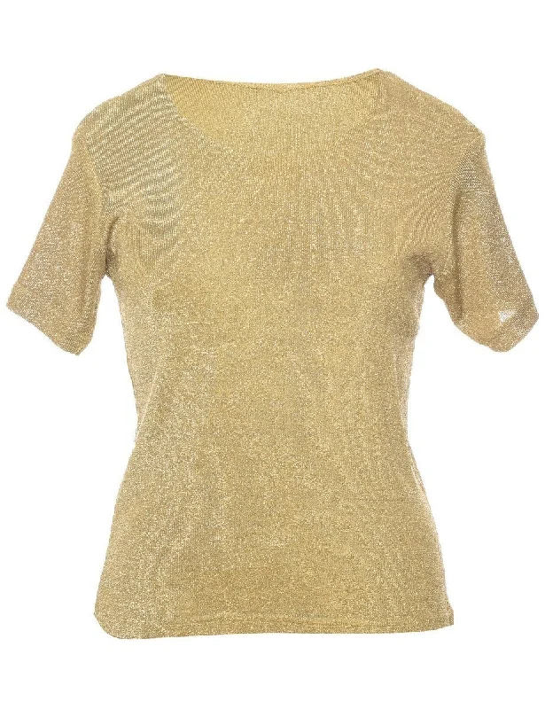 Lurex Thread Pattern Jumper - M Boat Neck Shawl Collar Notched Collar