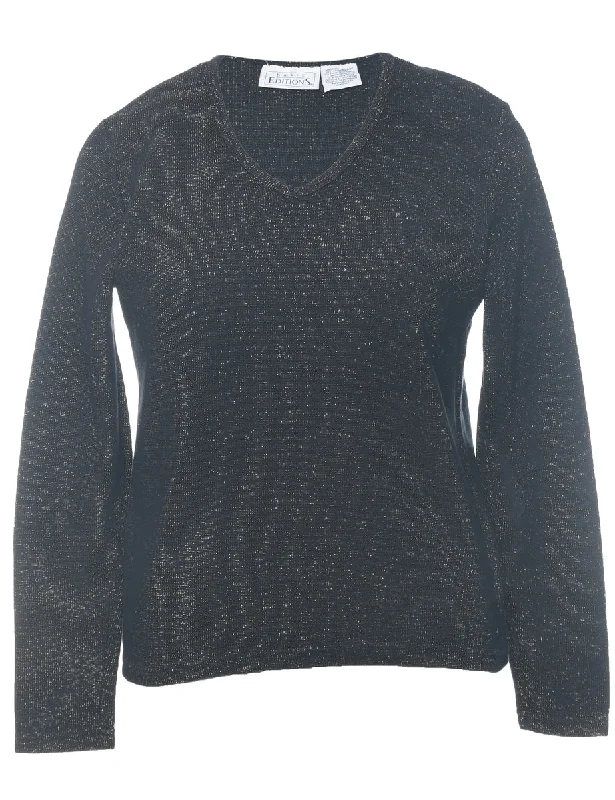 Lurex Thread Pattern Jumper - M Sequined Glittery Shiny
