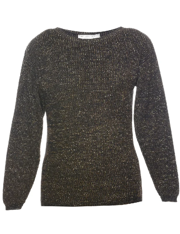 Lurex Thread Pattern Jumper - M Solid Color Striped Floral Print