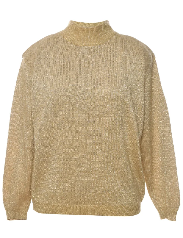 Lurex Thread Pattern Jumper - S Welt Pockets Slit Pockets Flap Pockets
