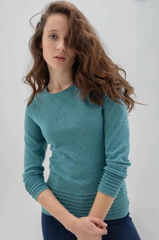 Marble 6377 Jumper Col 223 Teal Turtle Neck Boat Neck Asymmetrical Neck