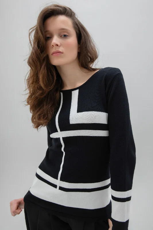Marble 7552 Jumper Col 101 Black Tailored Straight A-Line