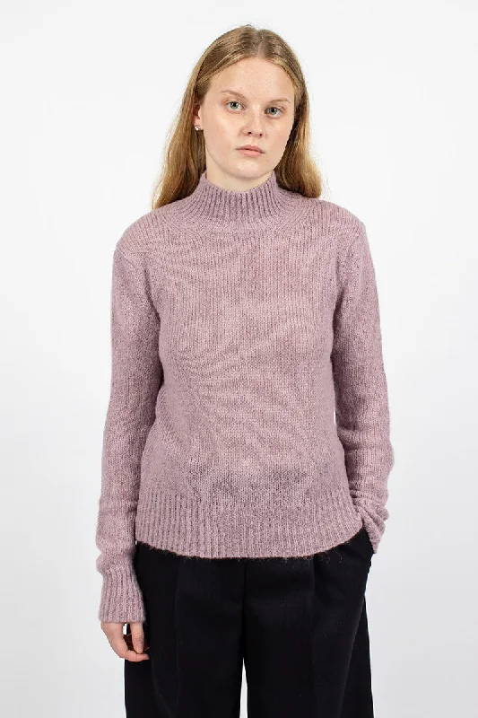 Mock Neck Jumper Lilac Stretchy Elastic Breathable