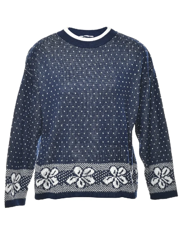 Navy Jumper - M Elegant Classic Vintage