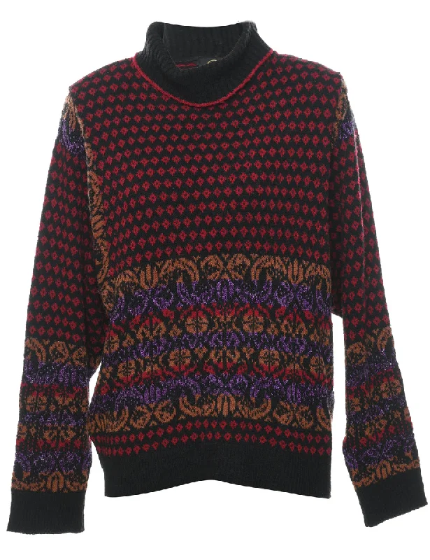 Nordic Turtleneck Jumper - L Spandex Blend Rayon Blend Denim Blend