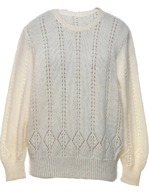 Off-White Knit Classic Jumper - L Silk Blend Satin Velvet