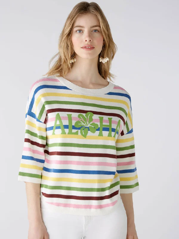 Oui Jumper Blue & Green Spandex Blend Rayon Blend Denim Blend