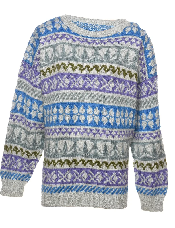 Patterned Jumper - L Solid Color Striped Floral Print