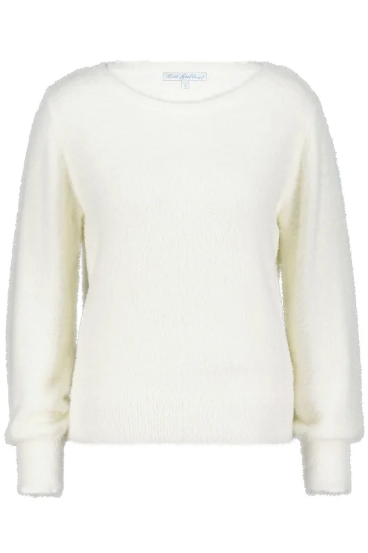 Red Button SRB4342 Bodi Fluffy Jumper Off White Mesh Blend Leather Blend Suede Blend